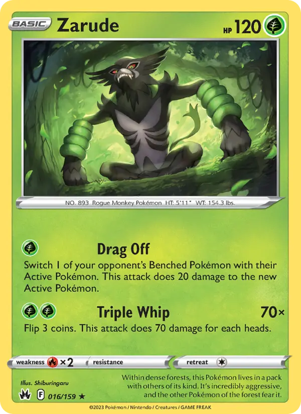 Zarude Holo Rare Pokemon card #016 from Crown Zenith