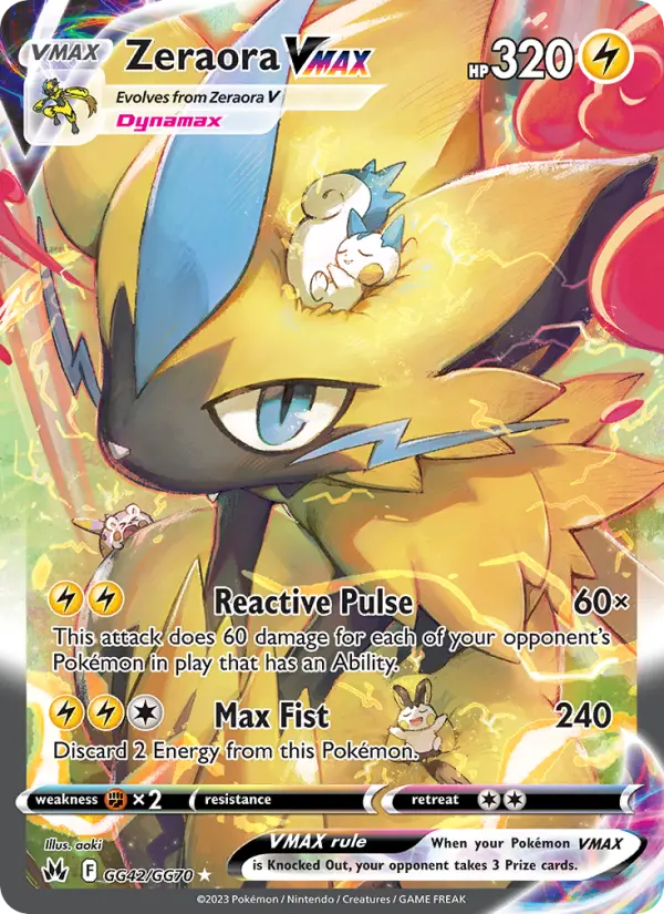 Zeraora VMAX Ultra Rare Pokemon card #GG42 from Crown Zenith