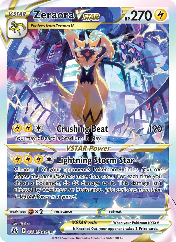 Zeraora VSTAR Ultra Rare Pokemon card #GG43 from Crown Zenith