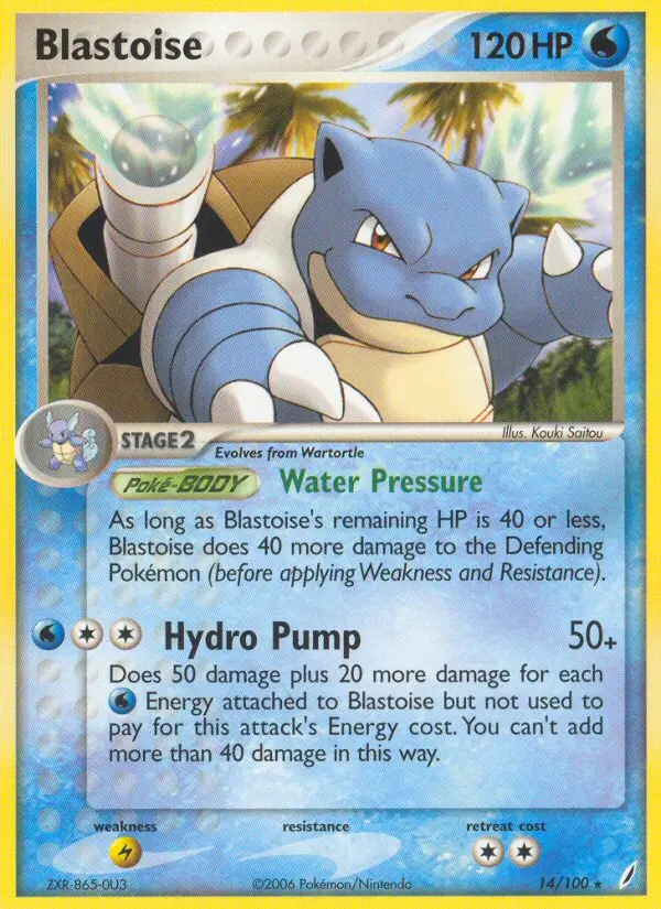 Blastoise Rare Pokemon card #14 from Crystal Guardians