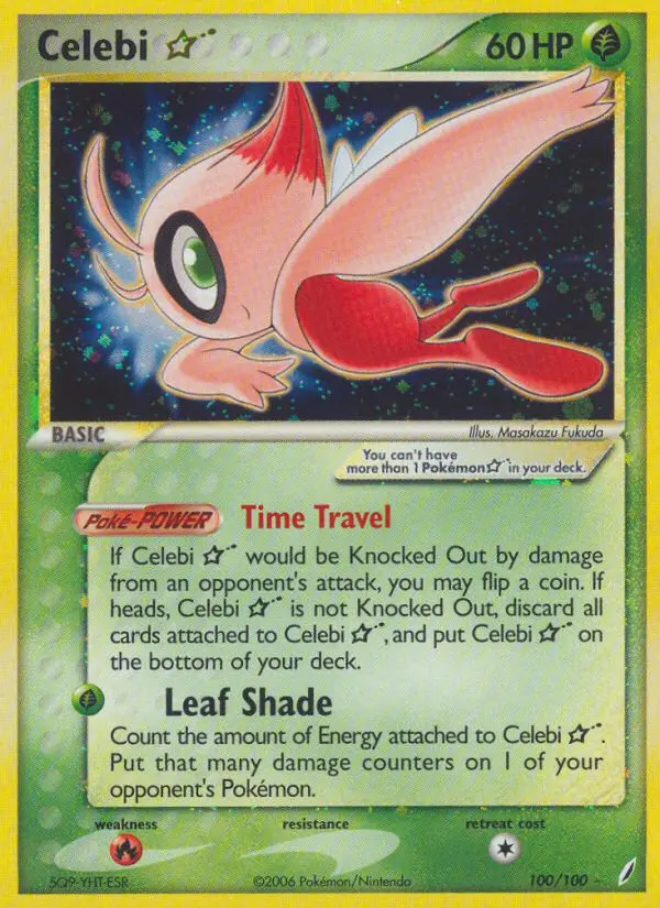 Celebi Star Rare Pokemon card #100 from Crystal Guardians