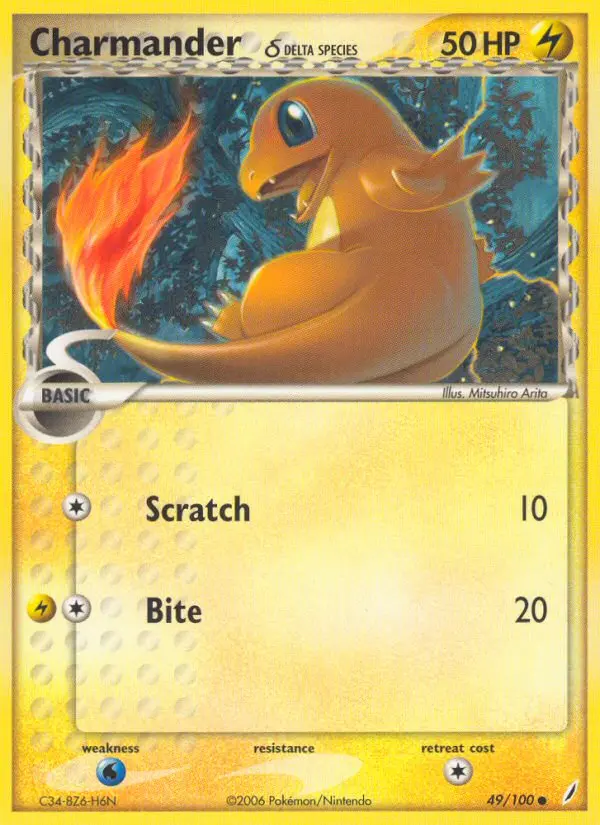 Charmander δ Common Pokemon card #49 from Crystal Guardians