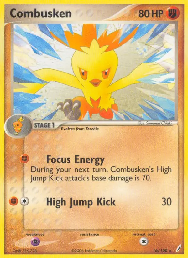 Combusken Rare Pokemon card #16 from Crystal Guardians