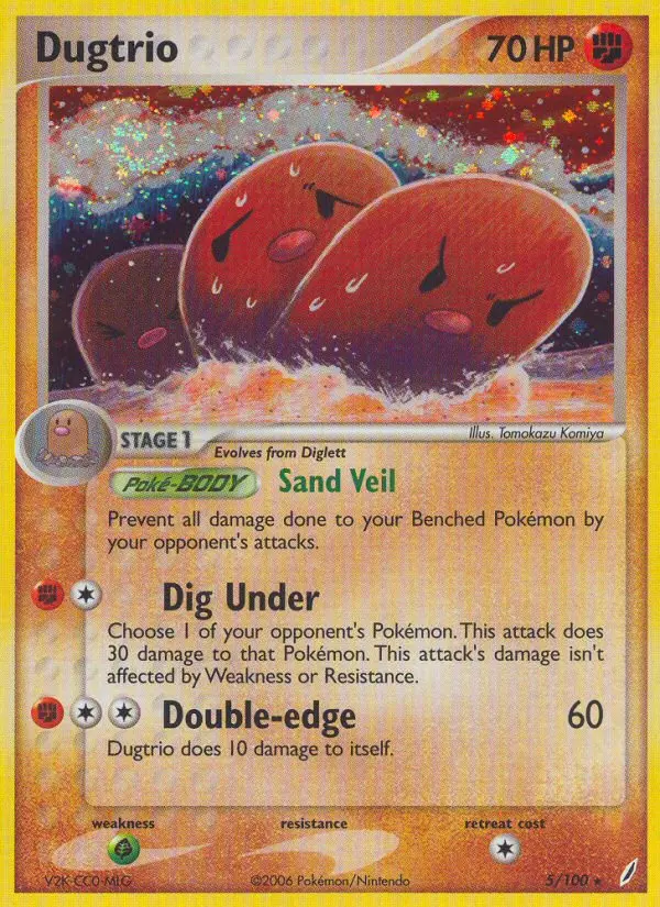 Dugtrio Rare Pokemon card #5 from Crystal Guardians