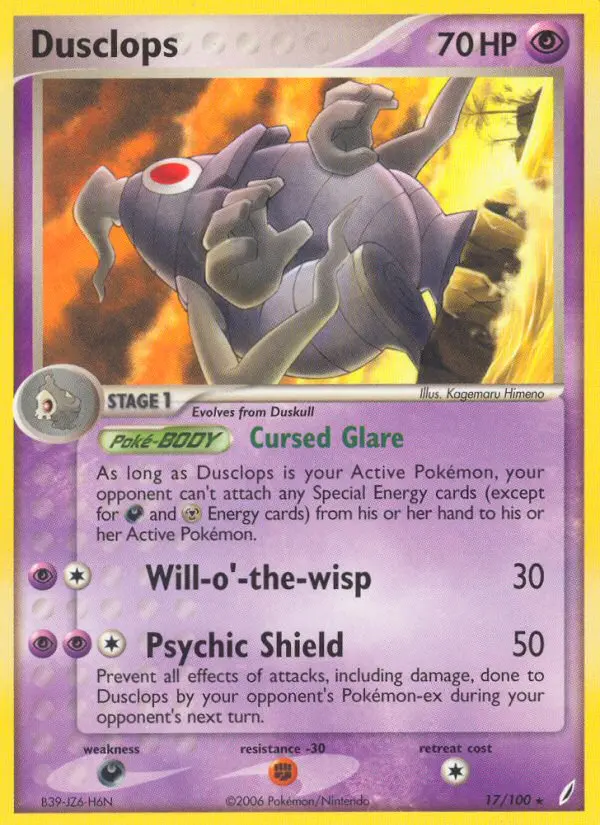 Dusclops Rare Pokemon card #17 from Crystal Guardians