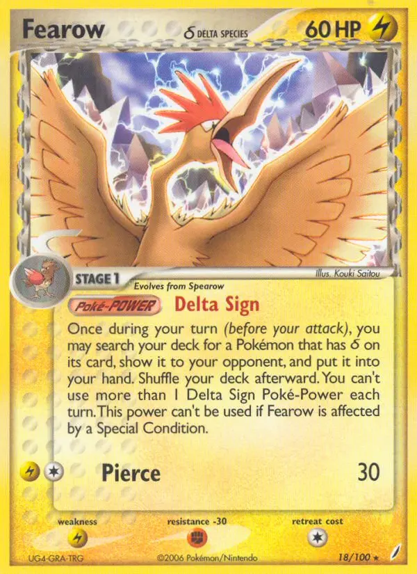 Fearow δ Rare Pokemon card #18 from Crystal Guardians