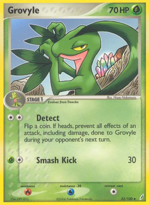 Grovyle Uncommon Pokemon card #32 from Crystal Guardians