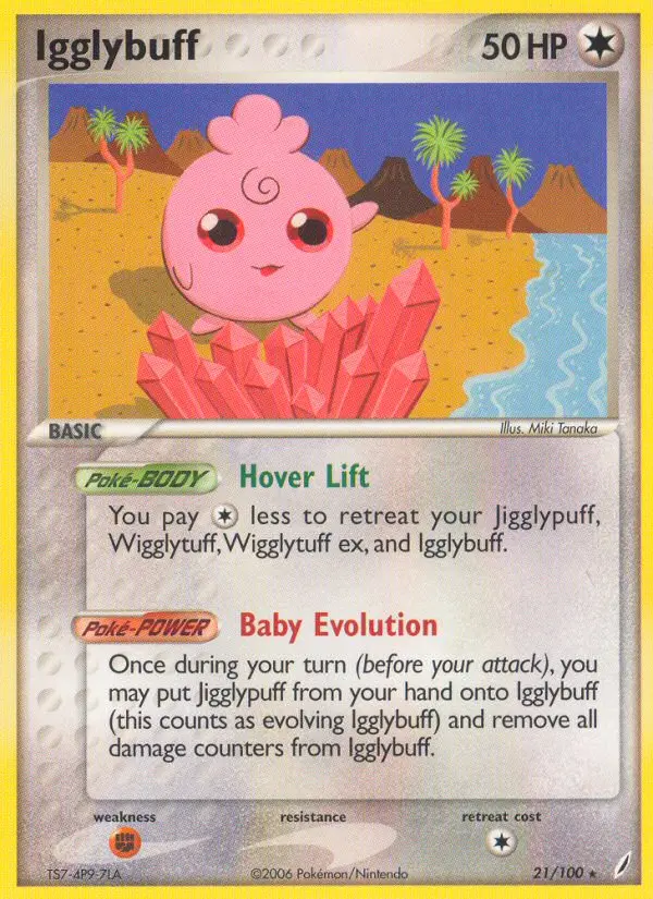 Igglybuff Rare Pokemon card #21 from Crystal Guardians