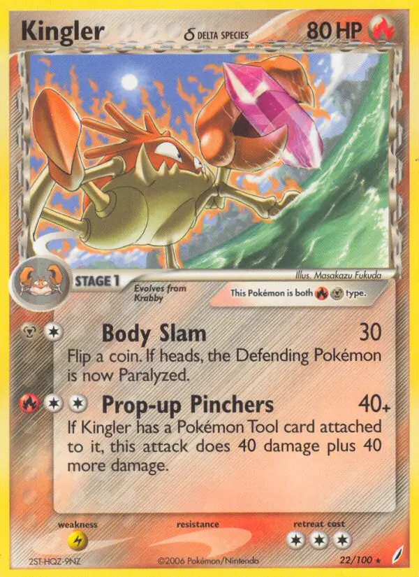 Kingler δ Rare Pokemon card #22 from Crystal Guardians