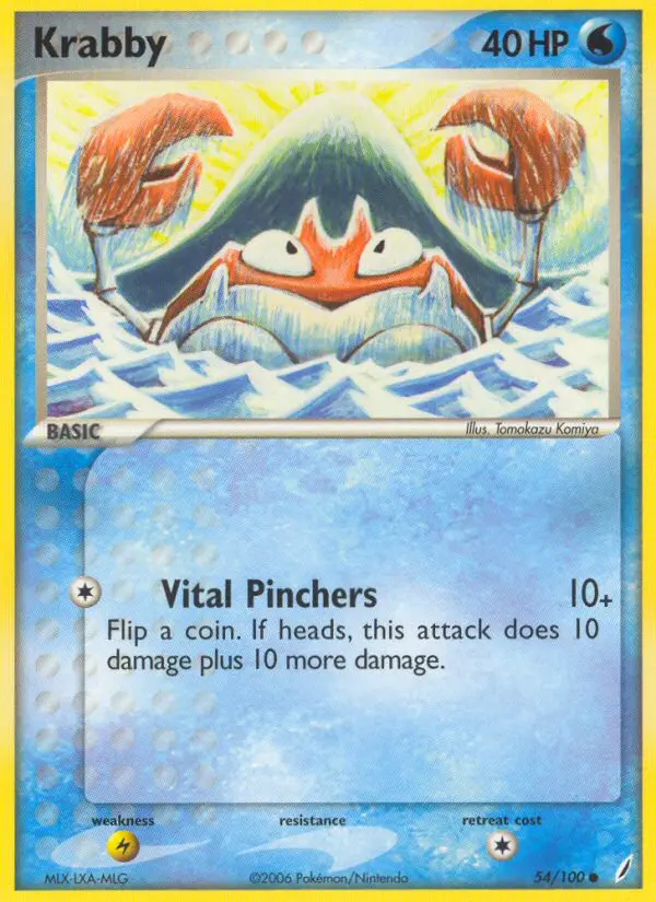Krabby Common Pokemon card #54 from Crystal Guardians