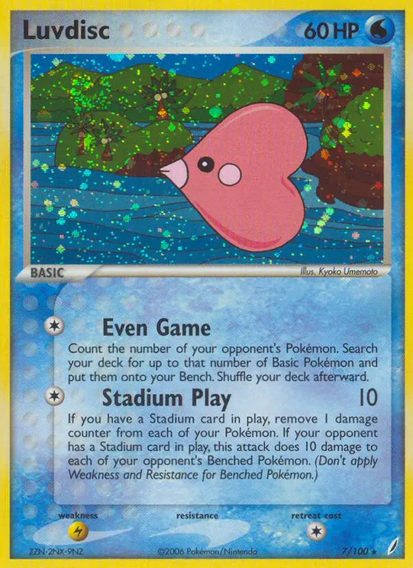 Luvdisc Rare Pokemon card #7 from Crystal Guardians