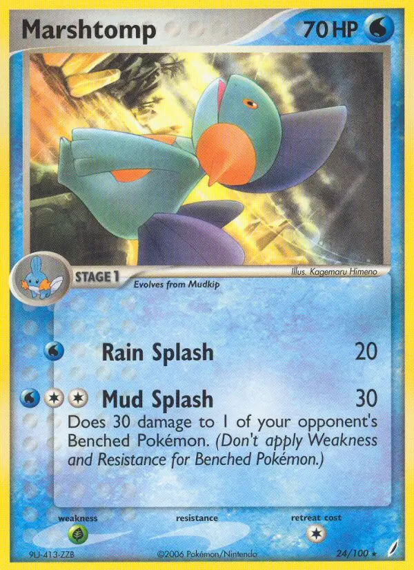 Marshtomp Rare Pokemon card #24 from Crystal Guardians