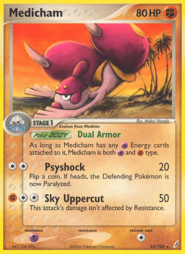 Medicham Rare Pokemon card #25 from Crystal Guardians