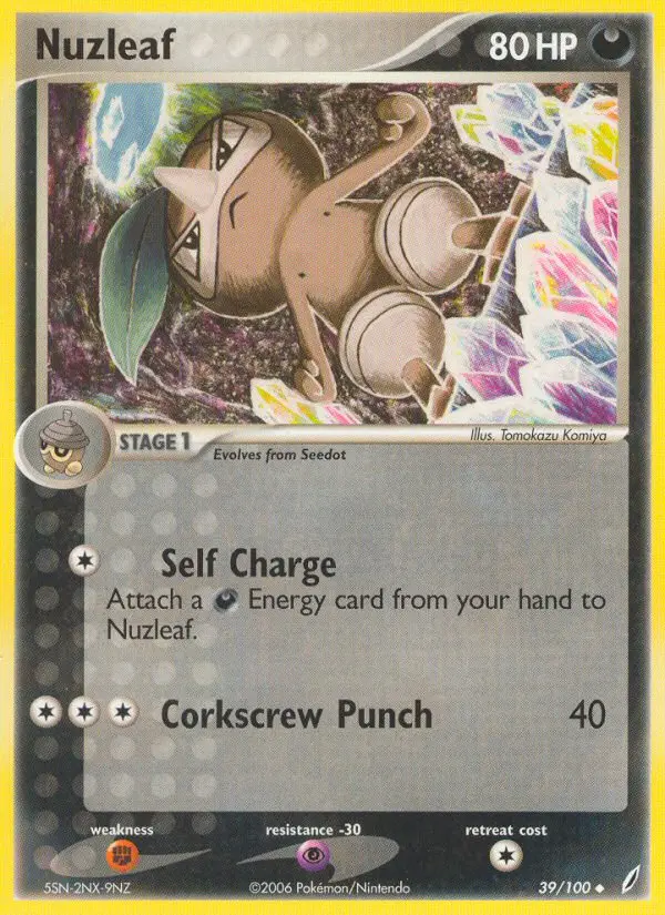 Nuzleaf Uncommon Pokemon card #39 from Crystal Guardians