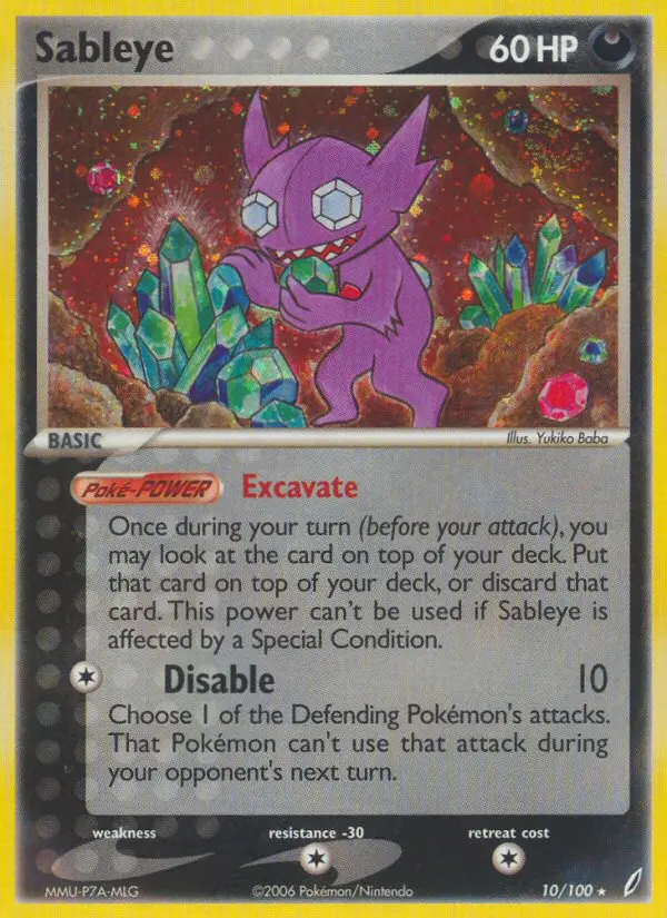Sableye Rare Pokemon card #10 from Crystal Guardians