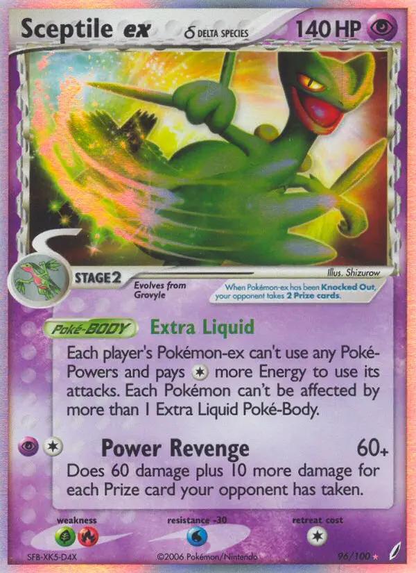 Sceptile ex δ Rare Pokemon card #96 from Crystal Guardians
