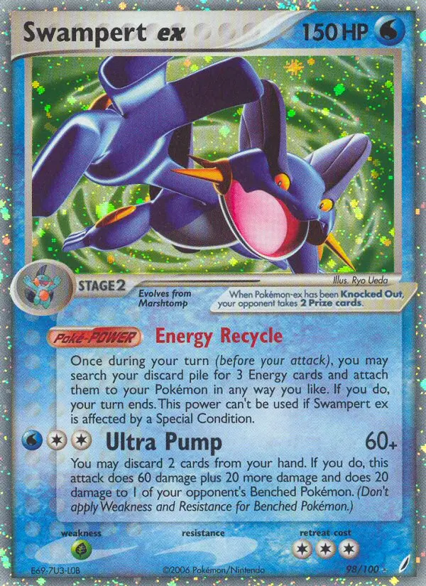 Swampert ex Rare Pokemon card #98 from Crystal Guardians