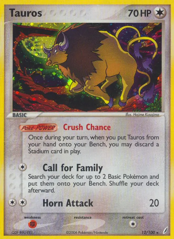 Tauros Rare Pokemon card #12 from Crystal Guardians