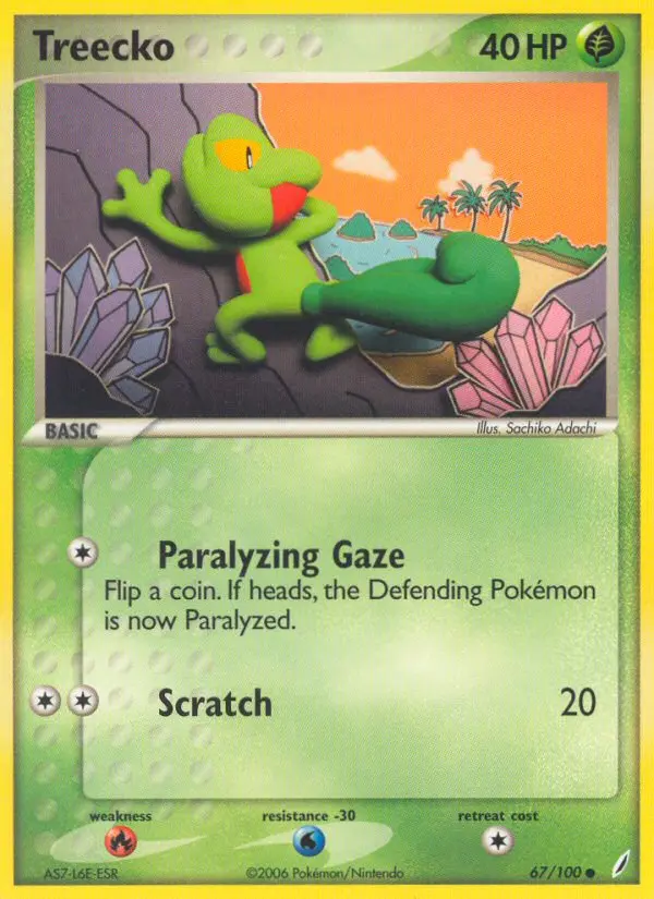 Treecko Common Pokemon card #67 from Crystal Guardians