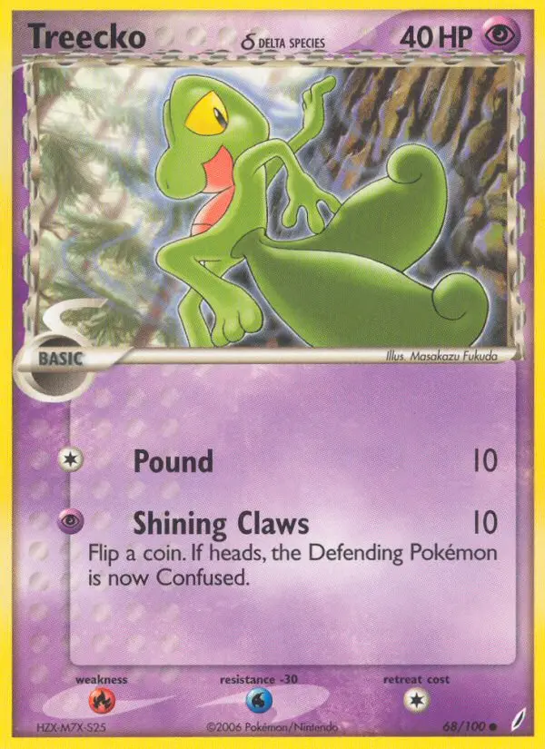 Treecko δ Common Pokemon card #68 from Crystal Guardians