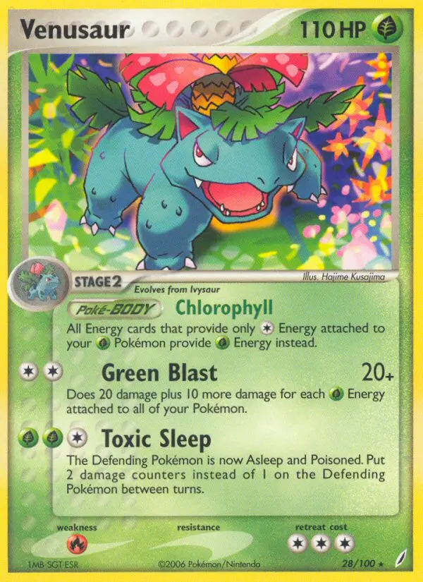 Venusaur Rare Pokemon card #28 from Crystal Guardians