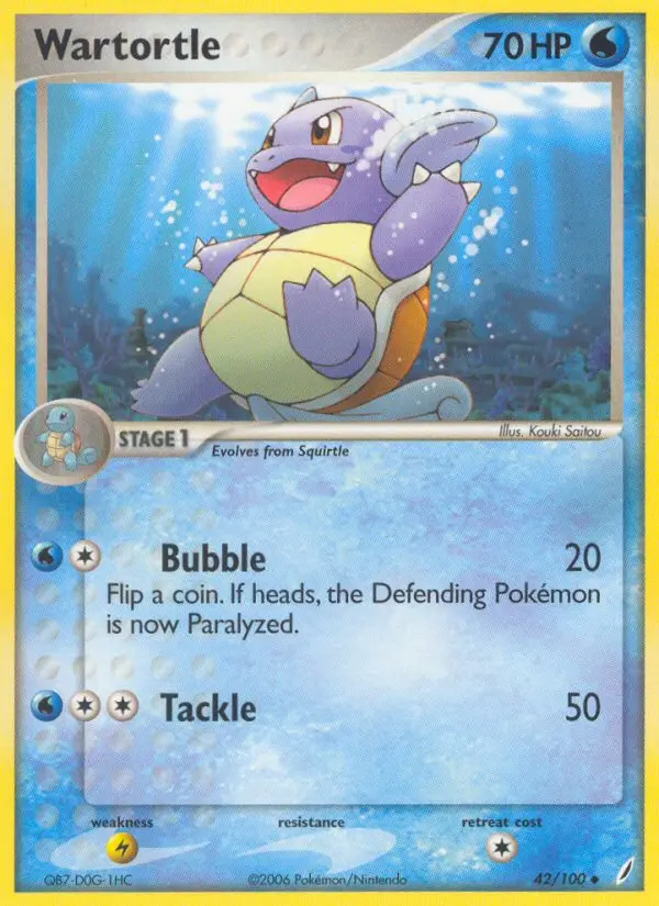 Wartortle Uncommon Pokemon card #42 from Crystal Guardians