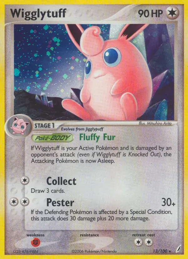 Wigglytuff Rare Pokemon card #13 from Crystal Guardians