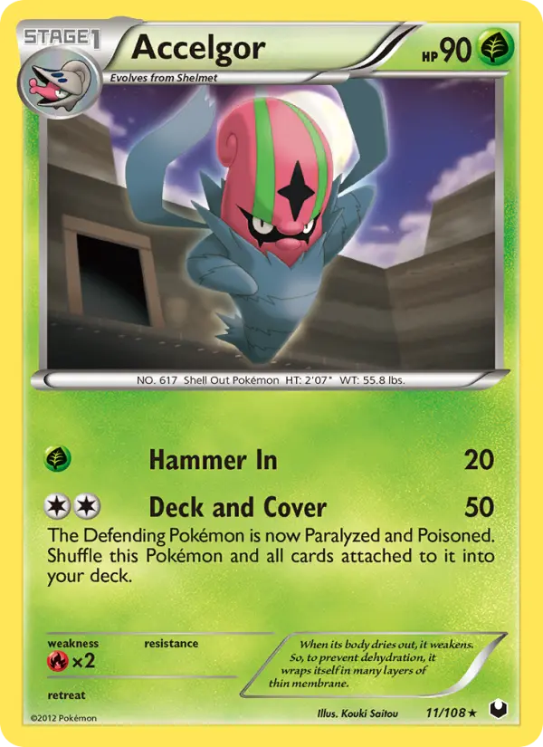 Accelgor Rare Pokemon card #11 from Dark Explorers