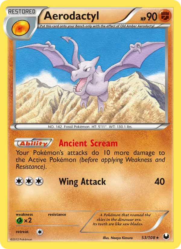 Aerodactyl Rare Pokemon card #53 from Dark Explorers