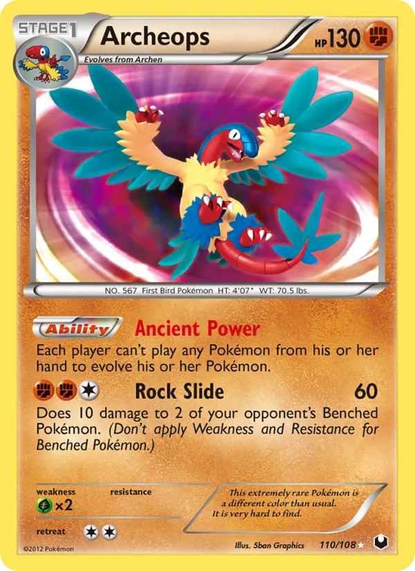 Archeops Secret Rare Pokemon card #110 from Dark Explorers