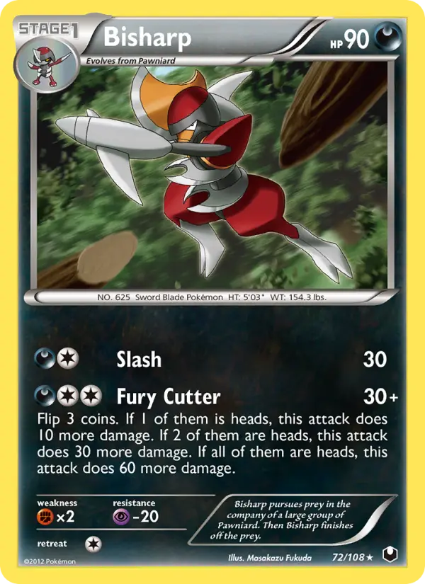 Bisharp Rare Pokemon card #72 from Dark Explorers