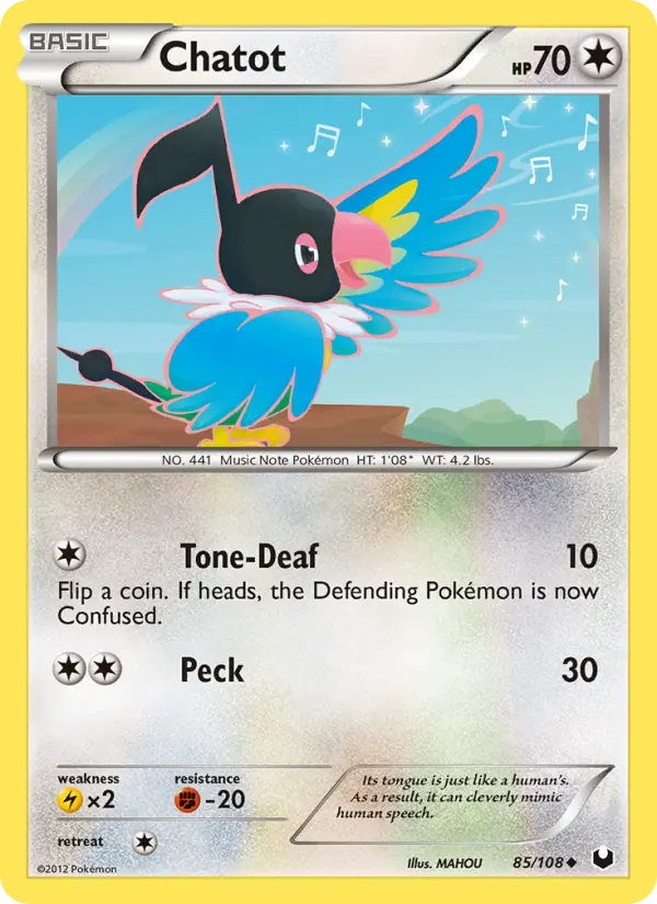 Chatot Uncommon Pokemon card #85 from Dark Explorers