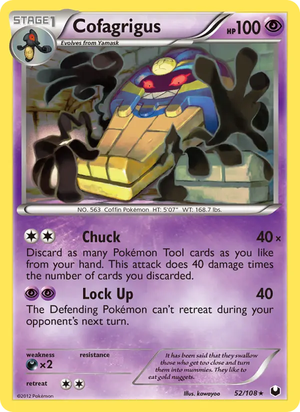 Cofagrigus Rare Pokemon card #52 from Dark Explorers
