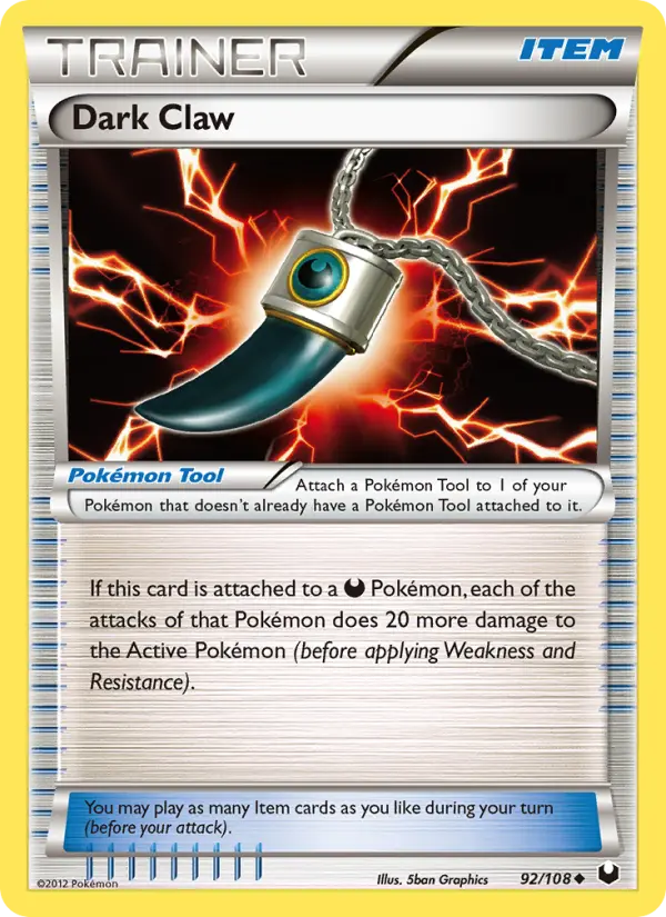 Dark Claw Uncommon Pokemon card #92 from Dark Explorers