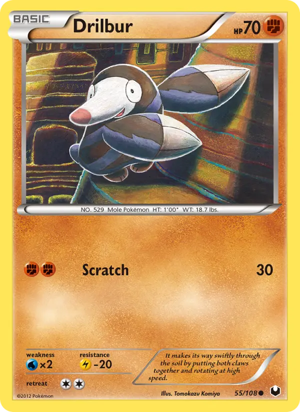 Drilbur Common Pokemon card #55 from Dark Explorers