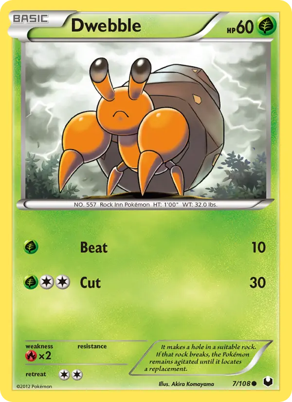 Dwebble Common Pokemon card #7 from Dark Explorers