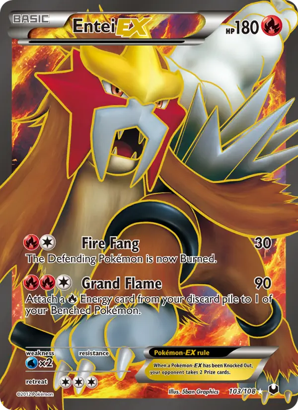 Entei-EX Ultra Rare Pokemon card #103 from Dark Explorers