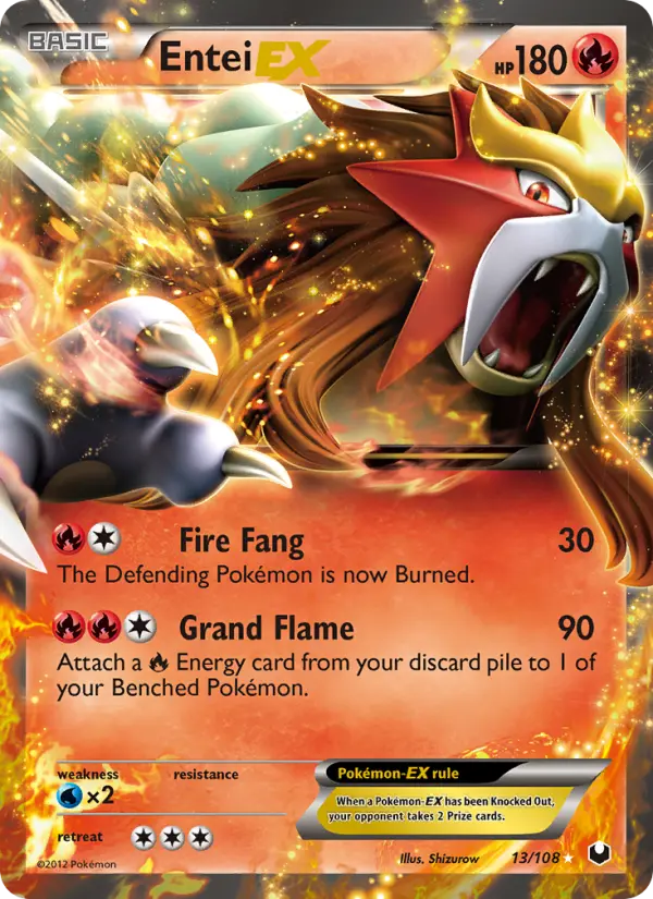 Entei-EX Rare Pokemon card #13 from Dark Explorers