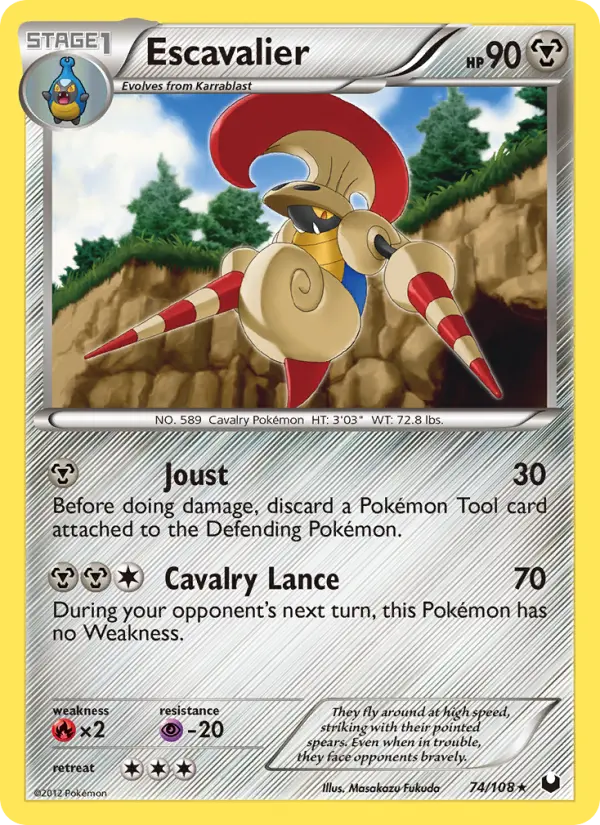 Escavalier Rare Pokemon card #74 from Dark Explorers