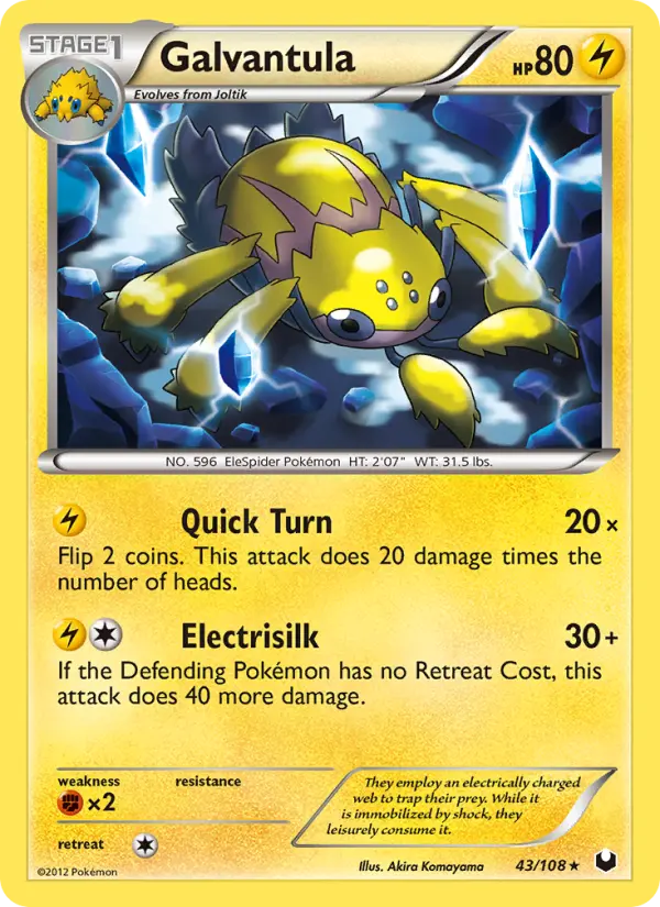Galvantula Rare Pokemon card #43 from Dark Explorers