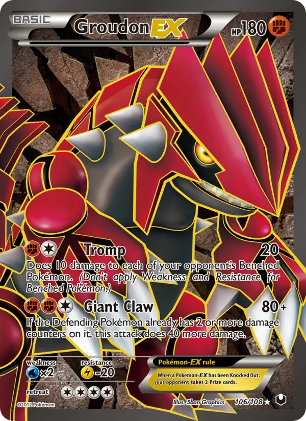 Groudon-EX Ultra Rare Pokemon card #106 from Dark Explorers
