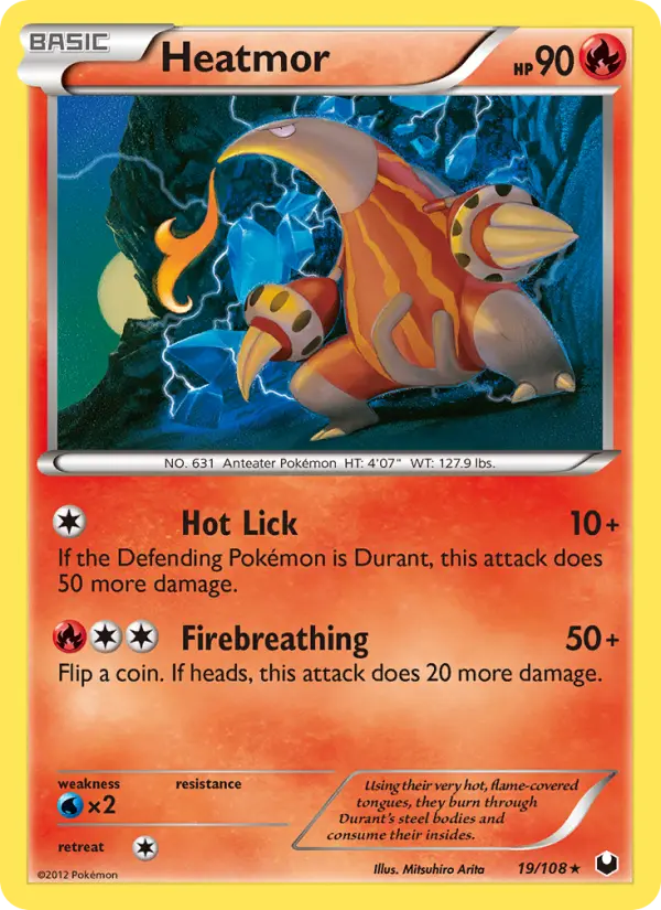 Heatmor Rare Pokemon card #19 from Dark Explorers