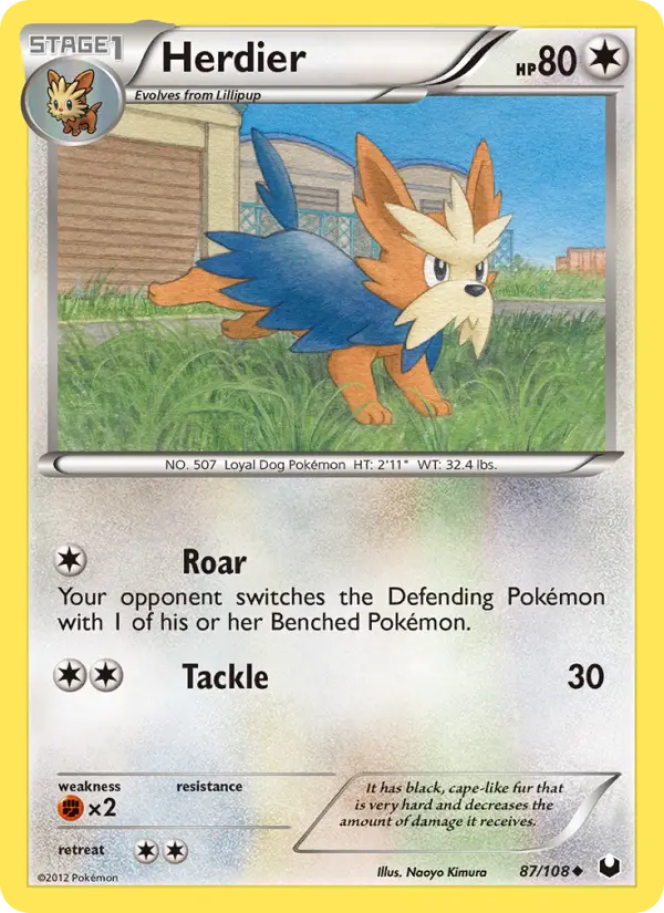 Herdier Uncommon Pokemon card #87 from Dark Explorers