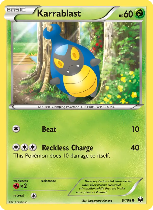 Karrablast Common Pokemon card #9 from Dark Explorers