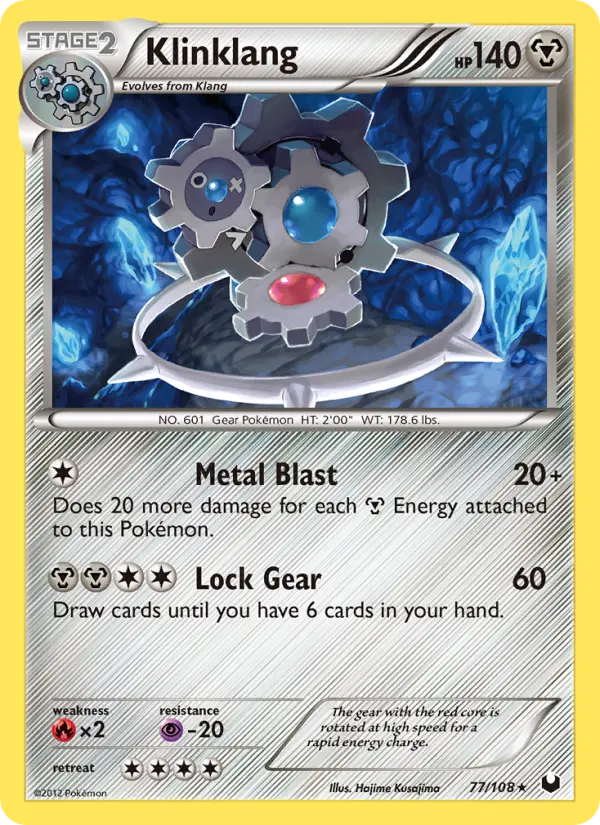 Klinklang Rare Pokemon card #77 from Dark Explorers
