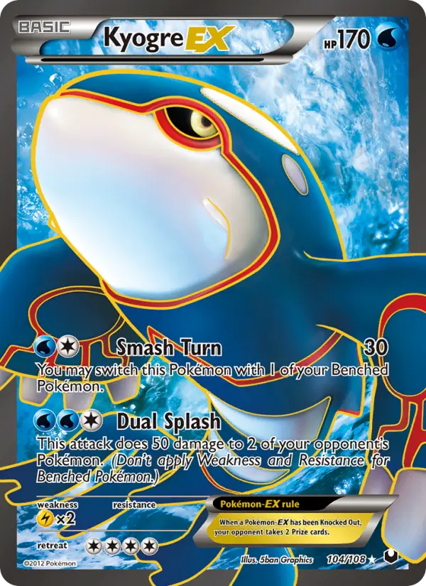 Kyogre-EX Ultra Rare Pokemon card #104 from Dark Explorers