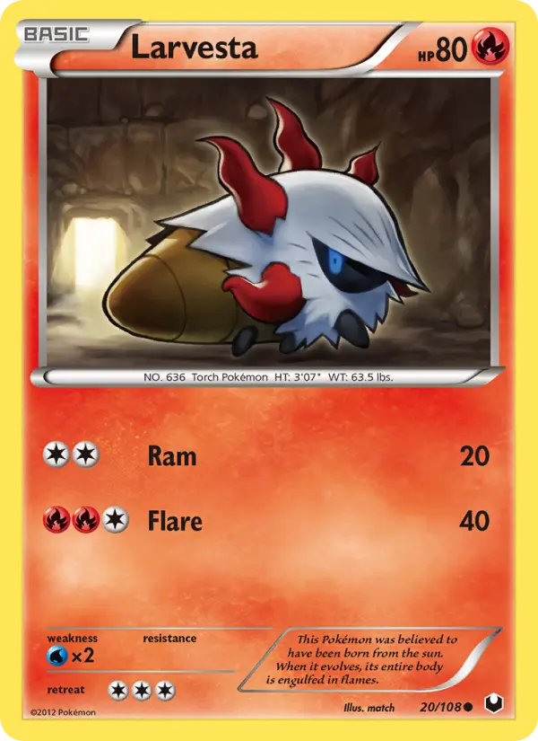 Larvesta Common Pokemon card #20 from Dark Explorers