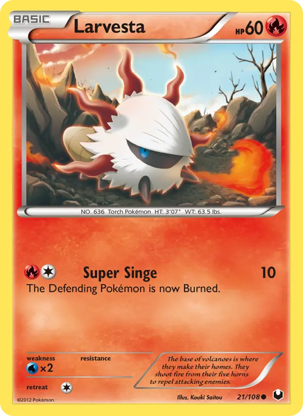 Larvesta Common Pokemon card #21 from Dark Explorers