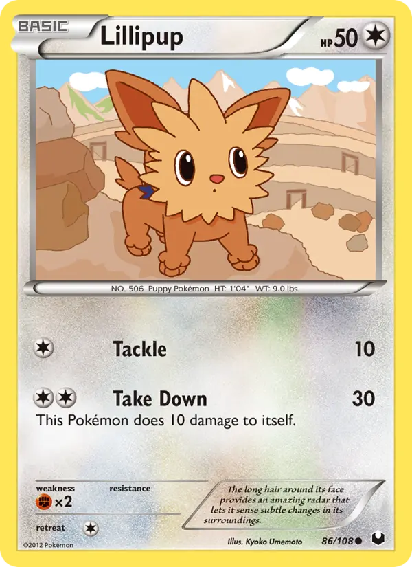Lillipup Common Pokemon card #86 from Dark Explorers