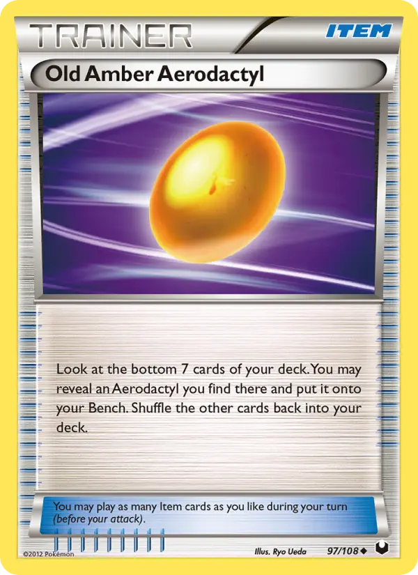 Old Amber Aerodactyl Uncommon Pokemon card #97 from Dark Explorers